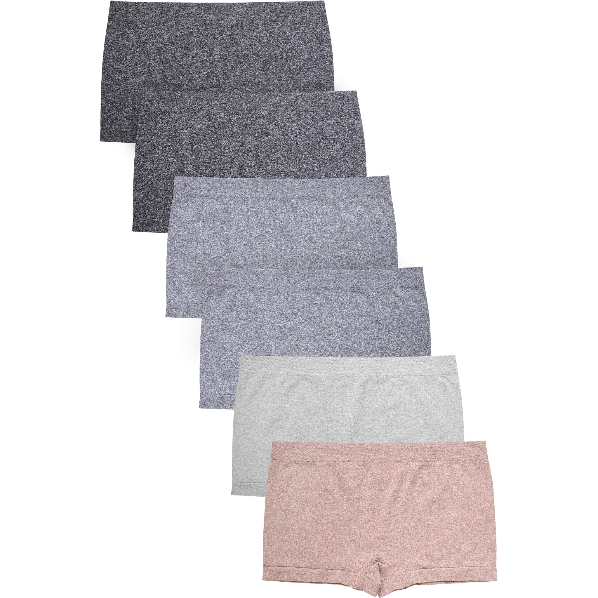 PACK OF 6 SOFRA WOMEN'S SEAMLESS SOLID HEATHER BOYSHORTS IN NEUTRAL CO –  247 Frenzy