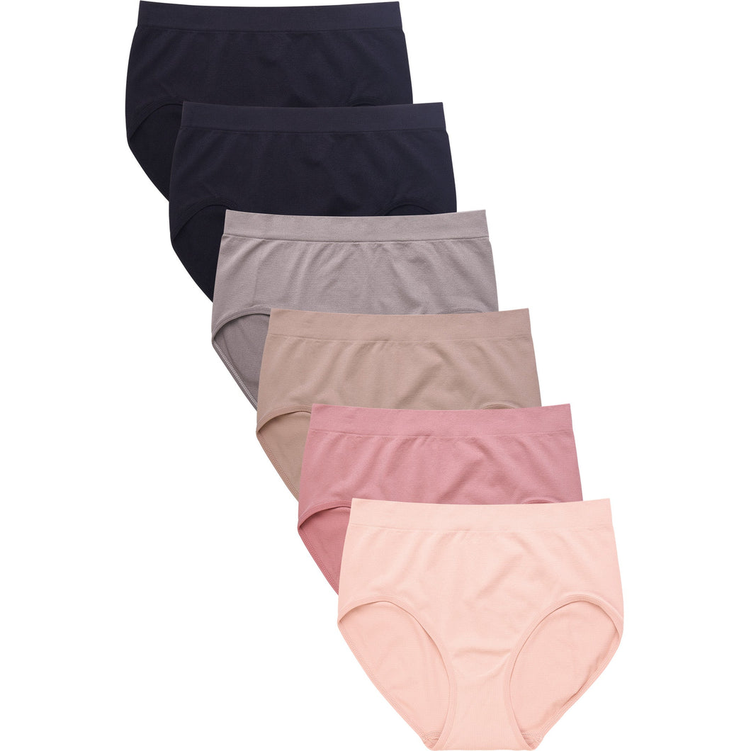 PACK OF 6 SOFRA WOMEN'S SEAMLESS SOLID BRIEF PANTY (LP0220SR2)