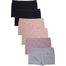 Load image into Gallery viewer, PACK OF 6 SOFRA WOMEN&#39;S SEAMLESS HEATHER SOLID BOYSHORTS (LP0230SB3)