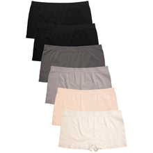 Load image into Gallery viewer, PACK OF 6 SOFRA WOMEN'S SEAMLESS SOLID BOYSHORTS (LP0230SB5)