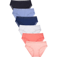 Load image into Gallery viewer, PACK OF 6 SOFRA OR MAMIA WOMEN'S COTTON BLEND SOLID LACE TRIM BIKINI PANTY (LP1540CK1)