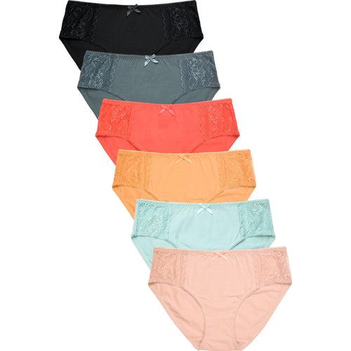 PACK OF 6 MAMIA WOMEN'S COTTON BLEND SOLID BIKINI PANTY (LP1563CK)