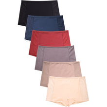 Load image into Gallery viewer, PACK OF 6 SOFRA OR MAMIA WOMEN'S COTTON BLEND LACE TRIM SOLID BOYSHORT PANTY (LP1643CB)