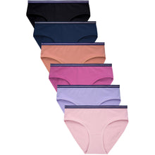 Load image into Gallery viewer, PACK OF 6 MAMIA WOMEN'S COTTON BLEND STRIPED BAND SOLID BIKINI PANTY (LP1707CK)