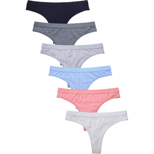 PACK OF 6 SOFRA WOMEN'S COTTON BLEND SOLID BAND THONG (LP6137CT3)