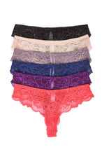 Load image into Gallery viewer, PACK OF 6 SOFRA WOMEN&#39;S NYLON BLEND ALLOVER LACE THONG (LP7968LT2)