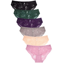 Load image into Gallery viewer, PACK OF 6 SOFRA WOMEN'S STRETCH LACE NYLON BLEND HIGH CUT BIKINI PANTY ( LP9102LK)