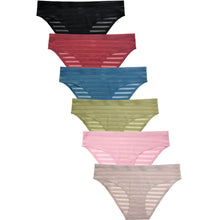 Load image into Gallery viewer, PACK OF 6 MOPAS WOMEN'S COTTON BLEND NO SHOW SEAMLESS SOLID BIKINI PANTY (LPN2014K)