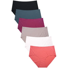 Load image into Gallery viewer, PACK OF 6 MOPAS WOMEN'S COTTON BLEND NO SHOW SEAMLESS SOLID BRIEF PANTY (LPN2021R5)