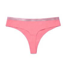 Load image into Gallery viewer, PACK OF 6 SOFRA WOMEN&#39;S COTTON BLEND SILVER BAND SOLID THONG (LPN2303CT)