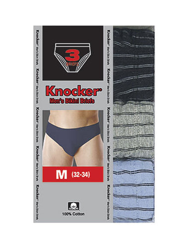 Men's Essentials Knocker PACK OF 3 Striped Heather Bikini Briefs (MB705_3PK STR)