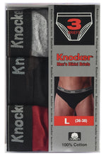 Load image into Gallery viewer, Men&#39;s Essentials Knocker PACK OF 3 Logo Band Solid Heather Bikini Briefs (MB706_3PK AST)