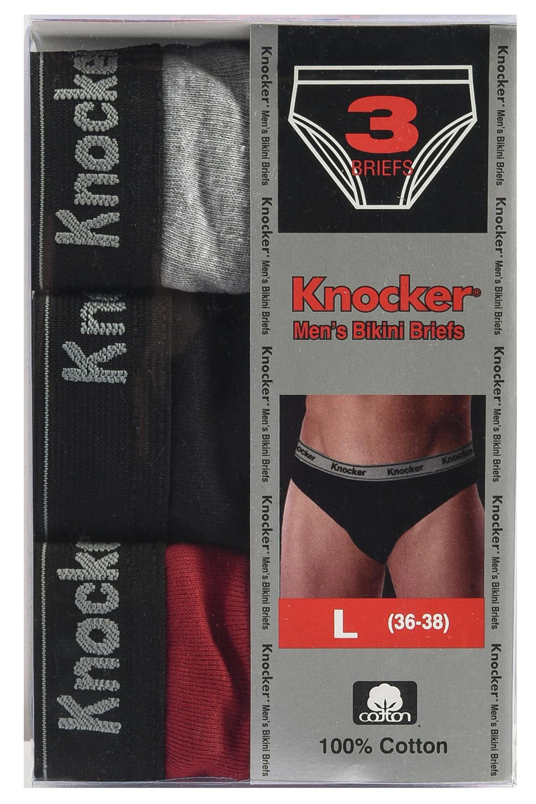 Men's Essentials Knocker PACK OF 3 Logo Band Solid Heather Bikini Briefs (MB706_3PK AST)