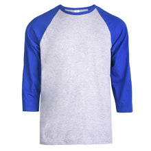 Load image into Gallery viewer, Men&#39;s Essentials Top Pro 3/4 Sleeve Raglan Baseball Tee - Royal Blue Heather Gray (MBT001_RBH)