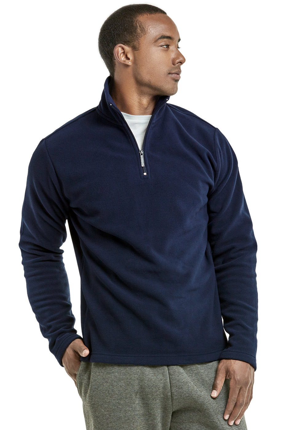 Men's Essentials Knocker Polar Fleece Quarter Pullover Jacket (PF1000_NVY)