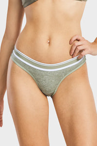 PACK OF 6 SOFRA WOMEN'S COTTON BLEND STRIPED BAND SOLID THONG (LP1551CT)