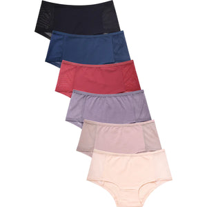 PACK OF 6 MAMIA WOMEN'S COTTON BLEND SOLID HIPSTER PANTY (LP1642CH)