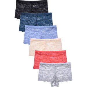 PACK OF 6 SOFRA WOMEN'S FLORAL LACE HIPSTER PANTY (LP9084LH)