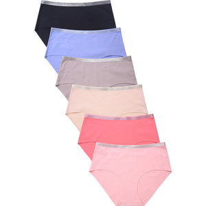 PACK OF 6 MOPAS WOMEN'S COTTON BLEND NO SHOW SEAMLESS SOLID BRIEF PANTY (LPN2305CR)