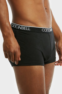 Men's Essentials Cottonbell PACK OF 2 Logo Band Performance Trunks - Black (TUB200C_2PK BLK)