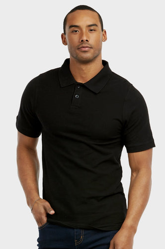 Men's Essentials Knocker Solid Short Sleeved Slim Fit Polo Shirt  (POLO2000_ BLK)