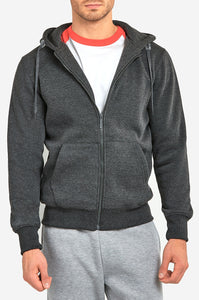 Men's Essentials Knocker Heavy Fabric Cotton Blend Full Zip Fleece Hoodie Jacket (HD2000_ CGY)
