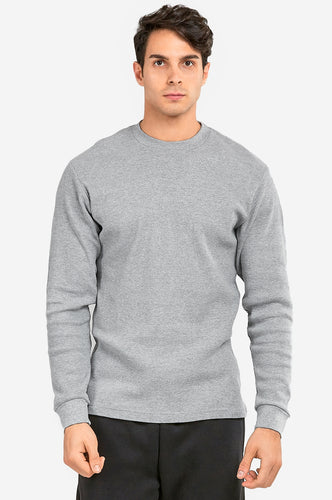 Men's Essentials Knocker Classic Breathable Cotton Waffle Knit Texture Thermal Top (KHT001_HGY)
