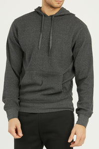 Men's Essentials Knocker Waffle Fabric Cotton Pullover Hoodie Jacket (HD1100_ CGY)