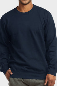 Men's Essentials Et Tu Classic Relaxed Fit Pullover Crewneck Lightweight Fleece Sweatshirt (SWS1020E_NVY)