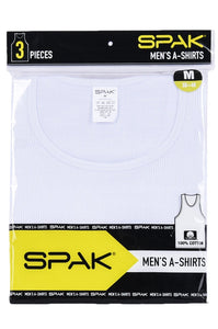 Men's Essentials Spak PACK OF 3 Solid Cotton Lightweight Tank (SPK001-WHT)