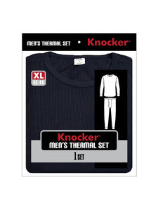 Men's Essentials Knocker Two Piece Set Long Johns Thermal Underwear Set (TU001_NVY)