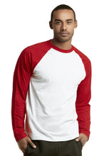 Load image into Gallery viewer, Men&#39;s Essentials Top Pro Long Sleeve Baseball Tee - Red White (MBT002_ RDW)