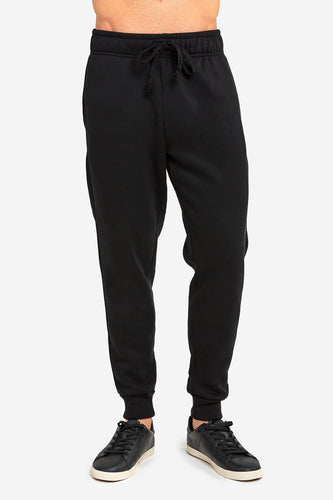 Men's Essentials Knocker Cotton Blend Solid Jogger Fleece Sweat Pants - Black (SP1100_BLK)