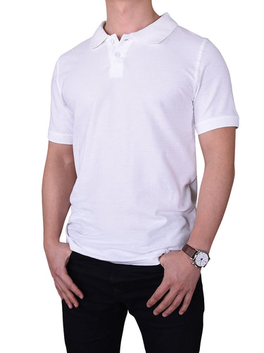 Men's Essentials Knocker Solid Short Sleeved Slim Fit Polo Shirt  (POLO2000_ WHT)