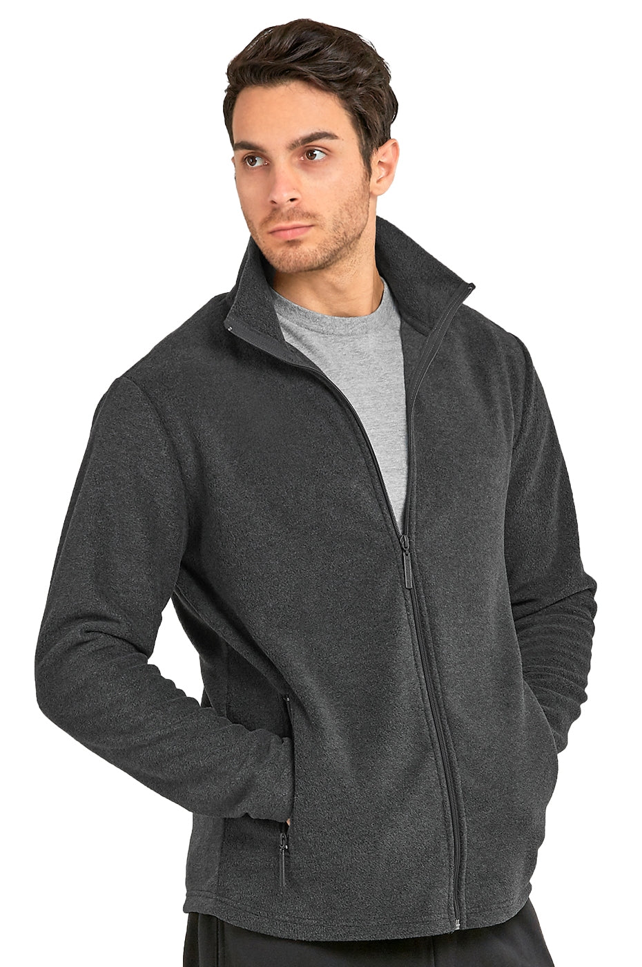 Men's Essentials Knocker Polar Fleece Zip Up Jacket (PF2000_CGY)