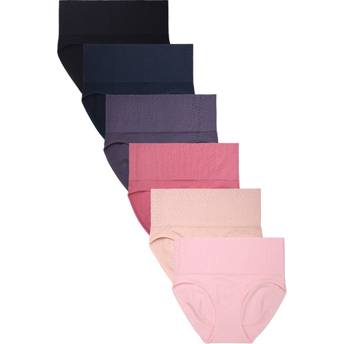 PACK OF 6 SOFRA WOMEN'S SEAMLESS TEXTURED BAND GIRDLE (GL7337S5)