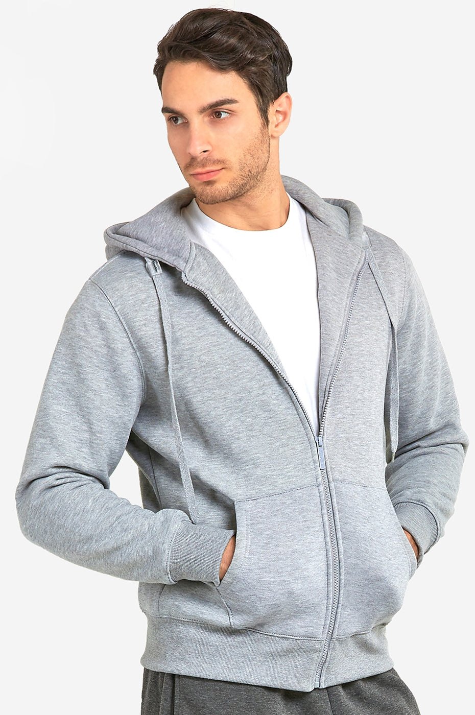 Men's Essentials Knocker Heavy Fabric Cotton Blend Full Zip Fleece Hoodie Jacket (HD2000_ HGY)