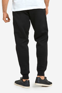 Men's Essentials Knocker Heavy Weight Fabric Jogger Fleece Sweat Pants (SP1100_ BLK)