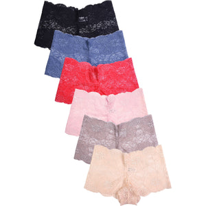 PACK OF 6 MAMIA WOMEN'S FLORAL LACE HIPSTER PANTY (LP9026LH)