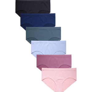 PACK OF 6 SOFRA WOMEN'S SEAMLESS SOLID HIPSTER PANTY (LP0245SH)