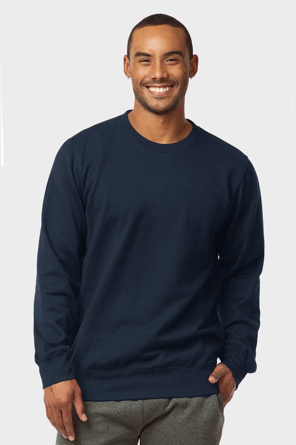 Men's Essentials Et Tu Classic Relaxed Fit Pullover Crewneck Lightweight Fleece Sweatshirt (SWS1020E_NVY)