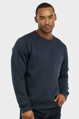 Men's Essentials Knocker Classic Relaxed Fit Pullover Crewneck Sweatshirt (SWS1000_NVY)