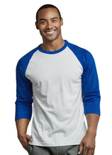 Load image into Gallery viewer, Men&#39;s Essentials Top Pro 3/4 Sleeve Raglan Baseball Tee - Royal Blue White (MBT001_ RBW)