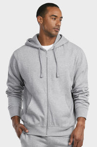 Men's Essentials Et Tu Heavy Fabric Cotton Blend Full Zip Fleece Hoodie Jacket (HD2020E_HGY)