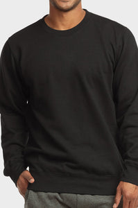 Men's Essentials Et Tu Classic Relaxed Fit Pullover Crewneck Lightweight Fleece Sweatshirt (SWS1020E_ BLK)