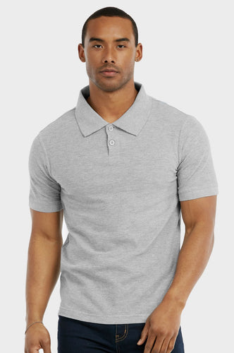 Men's Essentials Knocker Solid Short Sleeved Slim Fit Polo Shirt  (POLO2000_ HGY)