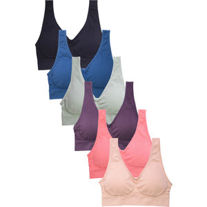 PACK OF 6 SOFRA WOMEN'S SEAMLESS SPORTS BRA (BR0124SP8)