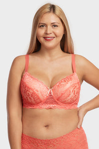 PACK OF 6 SOFRA WOMEN'S PLUS FULL CUP ALLOVER LACE BRA (BR4161LD4)
