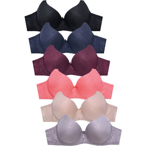 PACK OF 6 SOFRA WOMEN'S SEAMLESS NO PAD TUBE BRAS PLUS