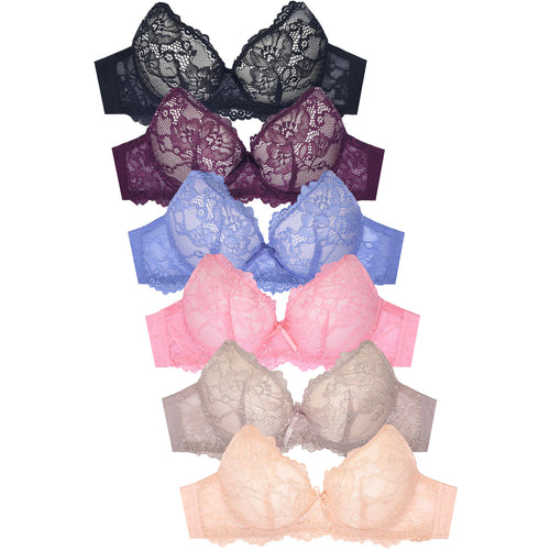 PACK OF 6 MAMIA WOMEN'S FULL LACE BRA (BR4478L)